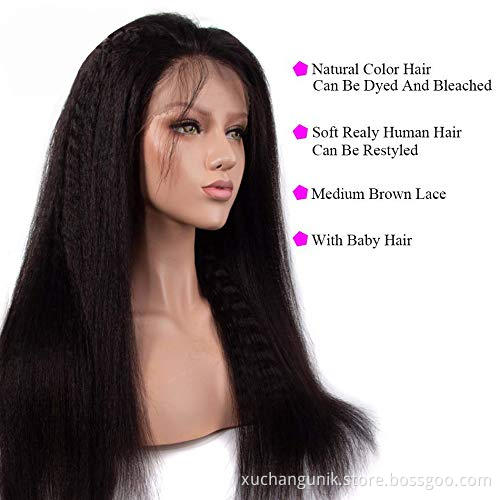 Uniky Kinky Straight Lace Front Wig Unprocessed Raw Remy 13x4 13*6 Lace Frontal Wig
